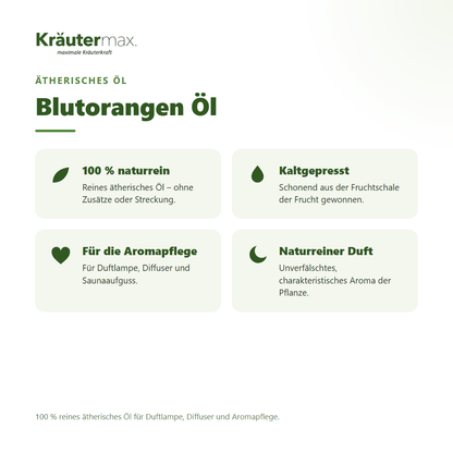 Blutorangen Öl von Kräutermax – Überblick: 100 % reines ätherisches Öl für die Aromapflege