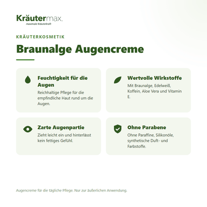 Braunalge Augencreme von Kräutermax – Überblick: reichhaltige Pflege für die empfindliche Augenpartie, 30 ml