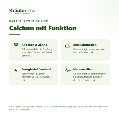 Calcium Citrat Kapseln – Calcium für Knochen, Zähne, Muskelfunktion und Energiestoffwechsel | Kräutermax