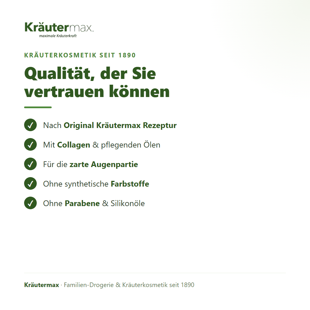 Collagen Augencreme – Qualität: nach Original Kräutermax Rezeptur, ohne Parabene und Silikonöle