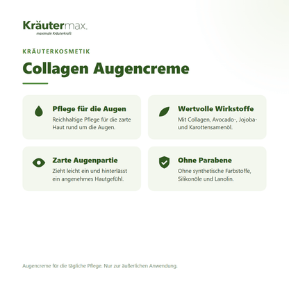 Collagen Augencreme von Kräutermax – Überblick: Pflege für die zarte Augenpartie mit Collagen, 15 ml