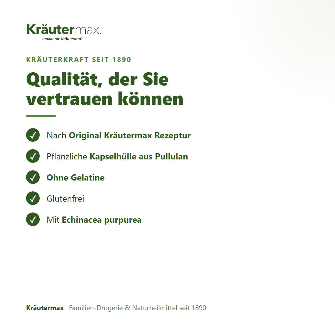 Echinacea & Immun Komplex+ Kapseln – pflanzliche Pullulan-Kapselhülle, ohne Gelatine, glutenfrei, Original Kräutermax Rezeptur | Kräutermax
