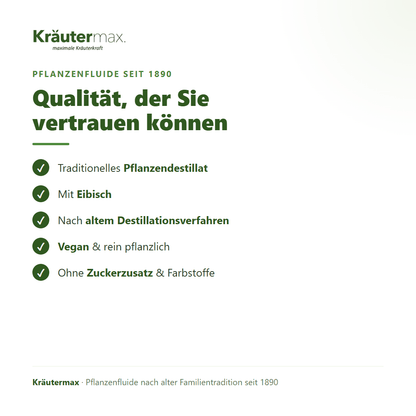 Eibisch Fluid – Qualität: traditionelles Destillat, vegan, ohne Zuckerzusatz