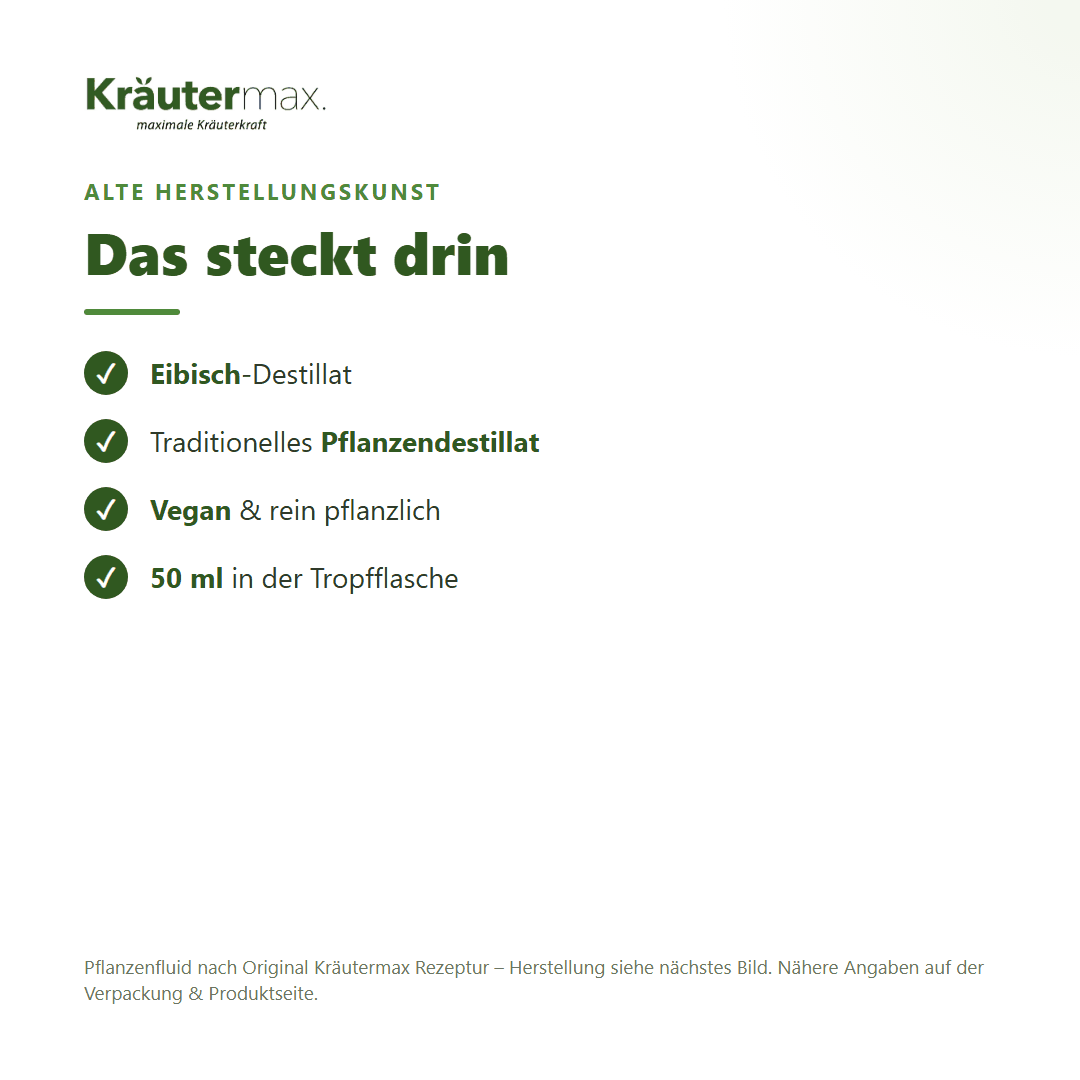 Eibisch Fluid – Pflanzendestillat, vegan, 50 ml Tropfflasche