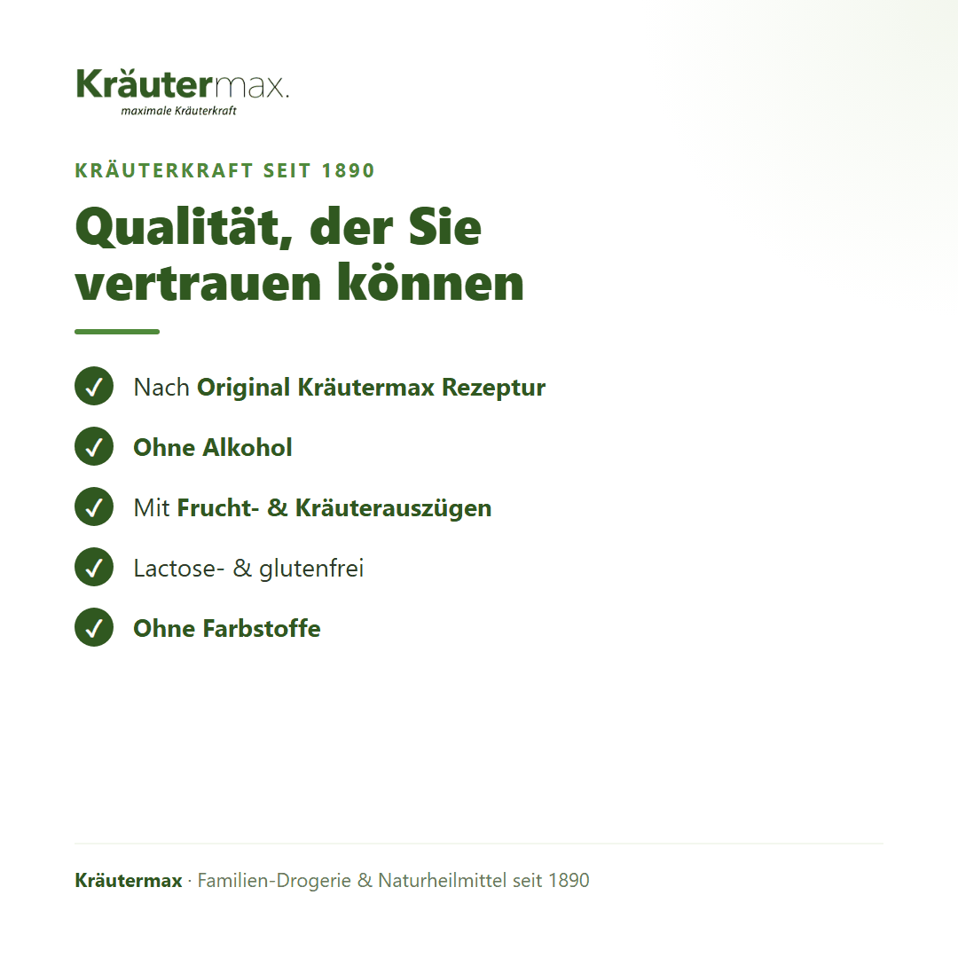 Eisen Saft – ohne Alkohol, mit Frucht- und Kräuterauszügen, lactose- und glutenfrei, Original Kräutermax Rezeptur | Kräutermax