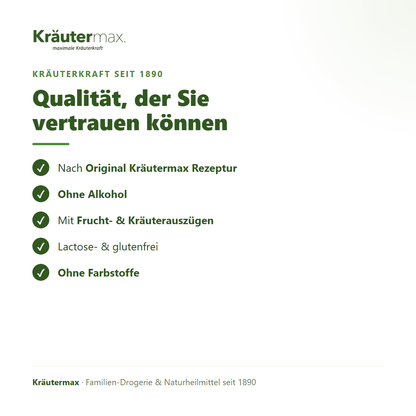 Eisen Saft – ohne Alkohol, mit Frucht- und Kräuterauszügen, lactose- und glutenfrei, Original Kräutermax Rezeptur | Kräutermax