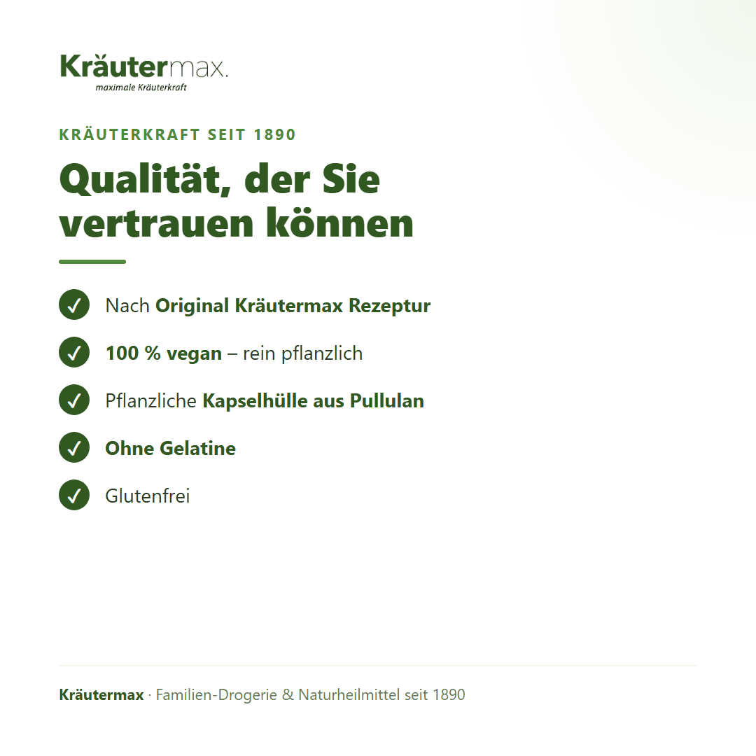 Energy & Vital Komplex+ Kapseln – 100 % vegan, glutenfrei, pflanzliche Pullulan-Kapselhülle, Original Kräutermax Rezeptur | Kräutermax