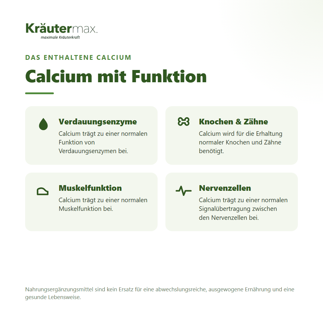 Enzym plus Kapseln – Calcium für Verdauungsenzyme, Knochen, Muskelfunktion und Nervenzellen | Kräutermax