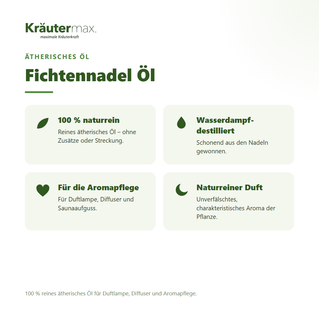 Fichtennadel Öl von Kräutermax – Überblick: 100 % reines ätherisches Öl für die Aromapflege
