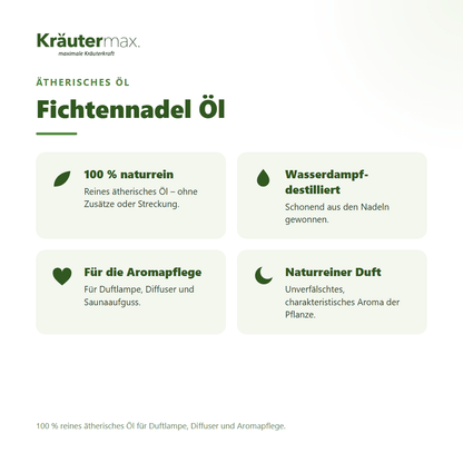 Fichtennadel Öl von Kräutermax – Überblick: 100 % reines ätherisches Öl für die Aromapflege