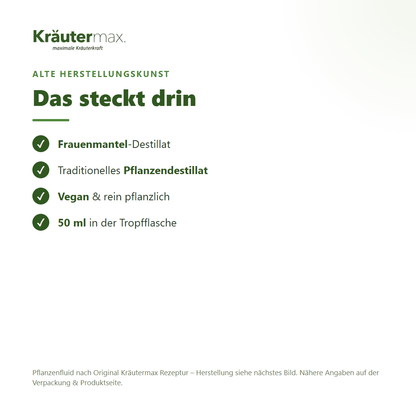 Frauenmantel Fluid – Pflanzendestillat, vegan, 50 ml Tropfflasche