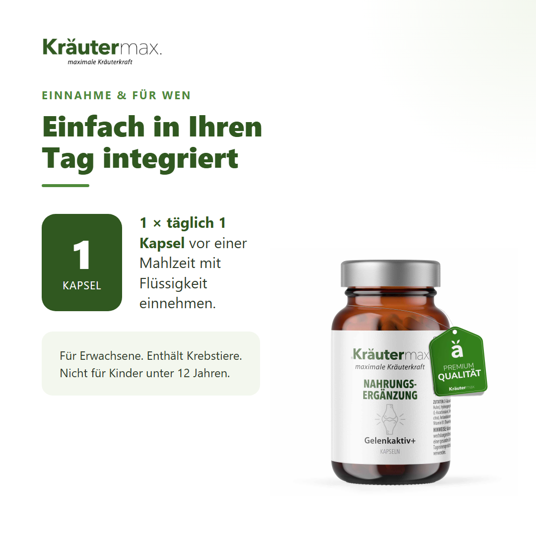 Gelenkaktiv Kapseln – Einnahme: 1 Kapsel täglich vor einer Mahlzeit | Kräutermax