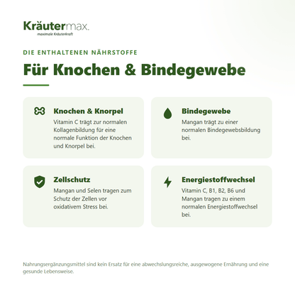 Gelenkaktiv Kapseln – mit Vitamin C, Mangan und Selen für Knochen, Knorpel, Bindegewebe und Zellschutz | Kräutermax