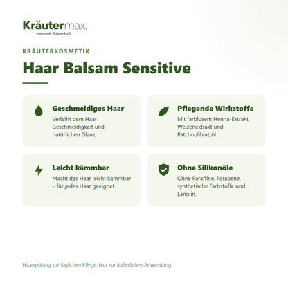 Haar Balsam Sensitive von Kräutermax – Überblick: Haarspülung für Geschmeidigkeit und natürlichen Glanz, 250 ml