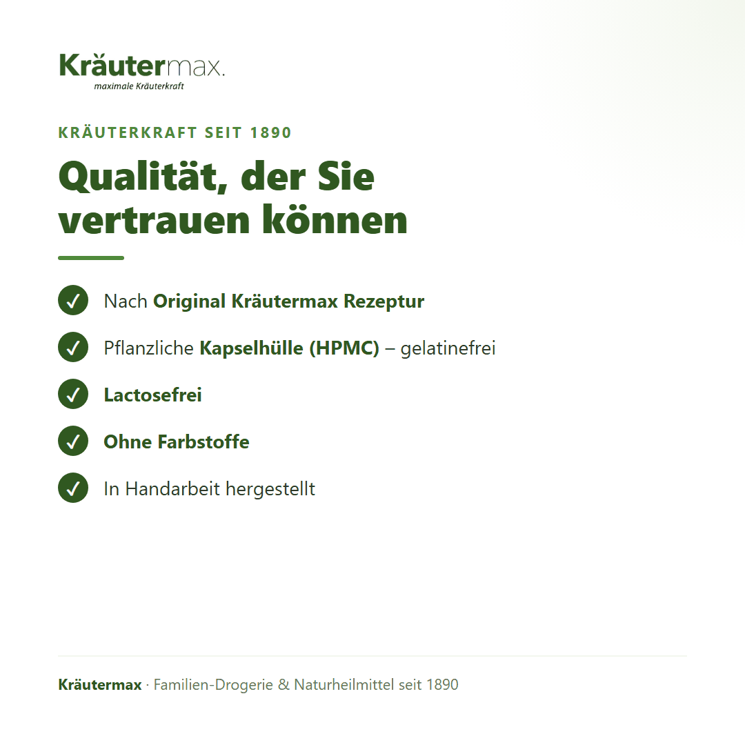 Haare plus Kapseln – pflanzliche HPMC-Kapselhülle, lactosefrei, ohne Farbstoffe, Original Kräutermax Rezeptur | Kräutermax