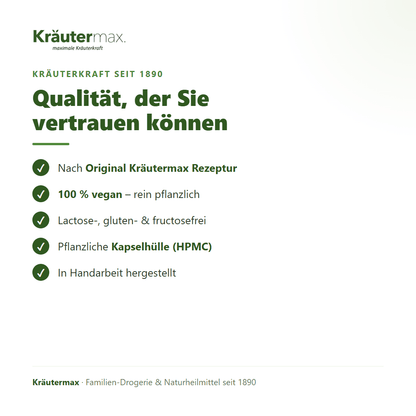 Hopfen & Baldrian+ Kapseln – 100 % vegan, lactose-, gluten- und fructosefrei, HPMC-Kapselhülle, Original Kräutermax Rezeptur | Kräutermax