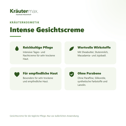 Intense Gesichtscreme von Kräutermax – Überblick: reichhaltige Pflege für sehr trockene Haut, 100 ml