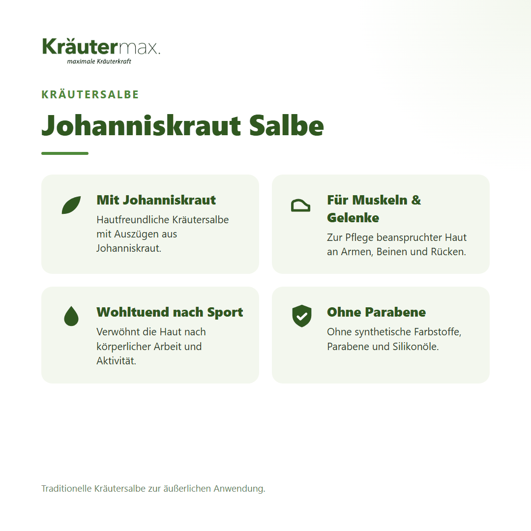 Johanniskraut Salbe von Kräutermax – Überblick: traditionelle Kräutersalbe