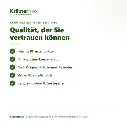 Kapuzinerkresse Tropfen – Qualität: nach Original Kräutermax Rezeptur, vegan, ohne Farbstoffe