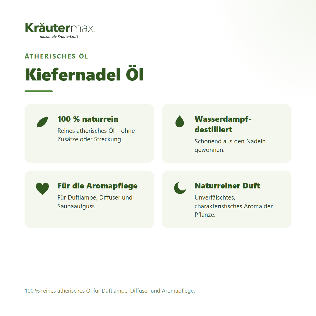 Kiefernadel Öl von Kräutermax – Überblick: 100 % reines ätherisches Öl für die Aromapflege