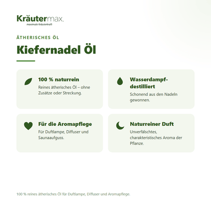 Kiefernadel Öl von Kräutermax – Überblick: 100 % reines ätherisches Öl für die Aromapflege