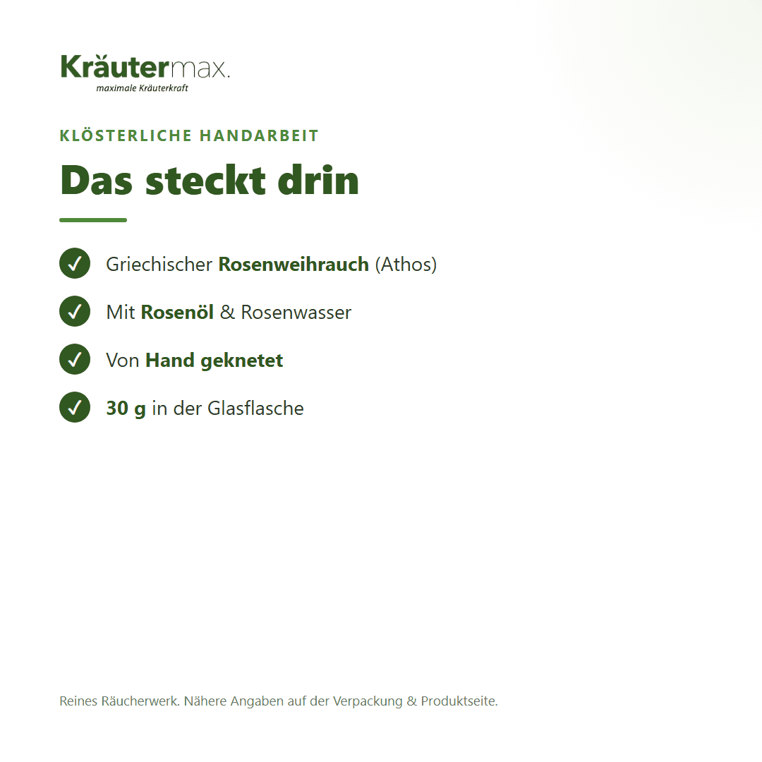 Klosterweihrauch – reines Räucherharz, 30 g in der Glasflasche