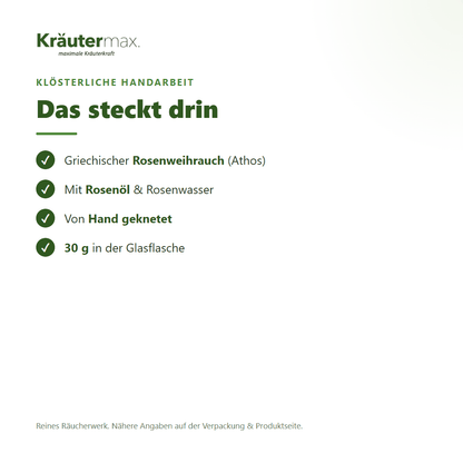 Klosterweihrauch – reines Räucherharz, 30 g in der Glasflasche