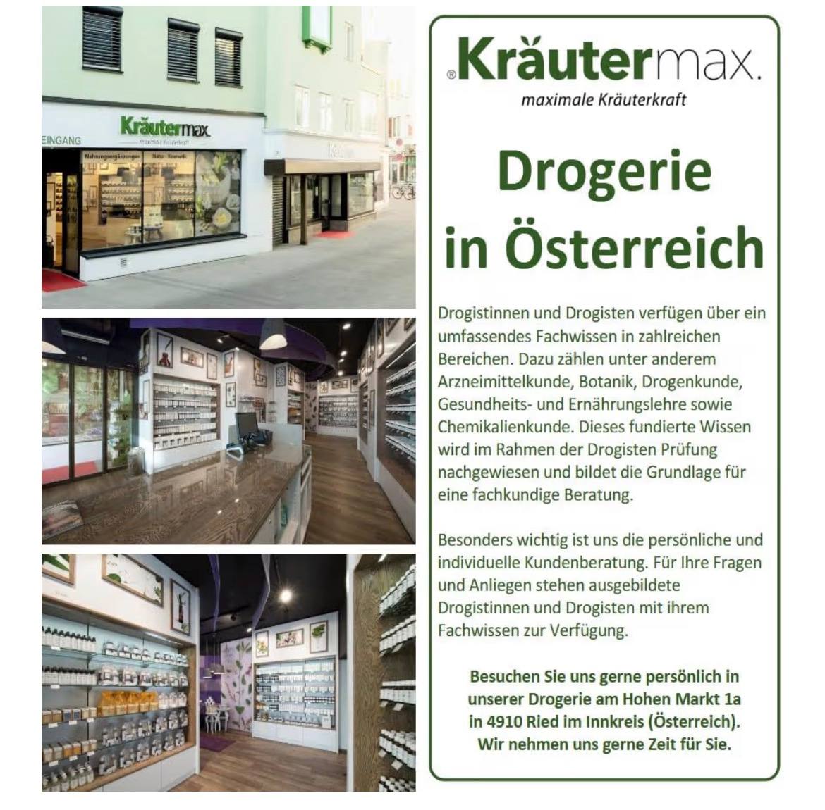 Kräutermax Drogerie in Österreich – fachkundige Beratung