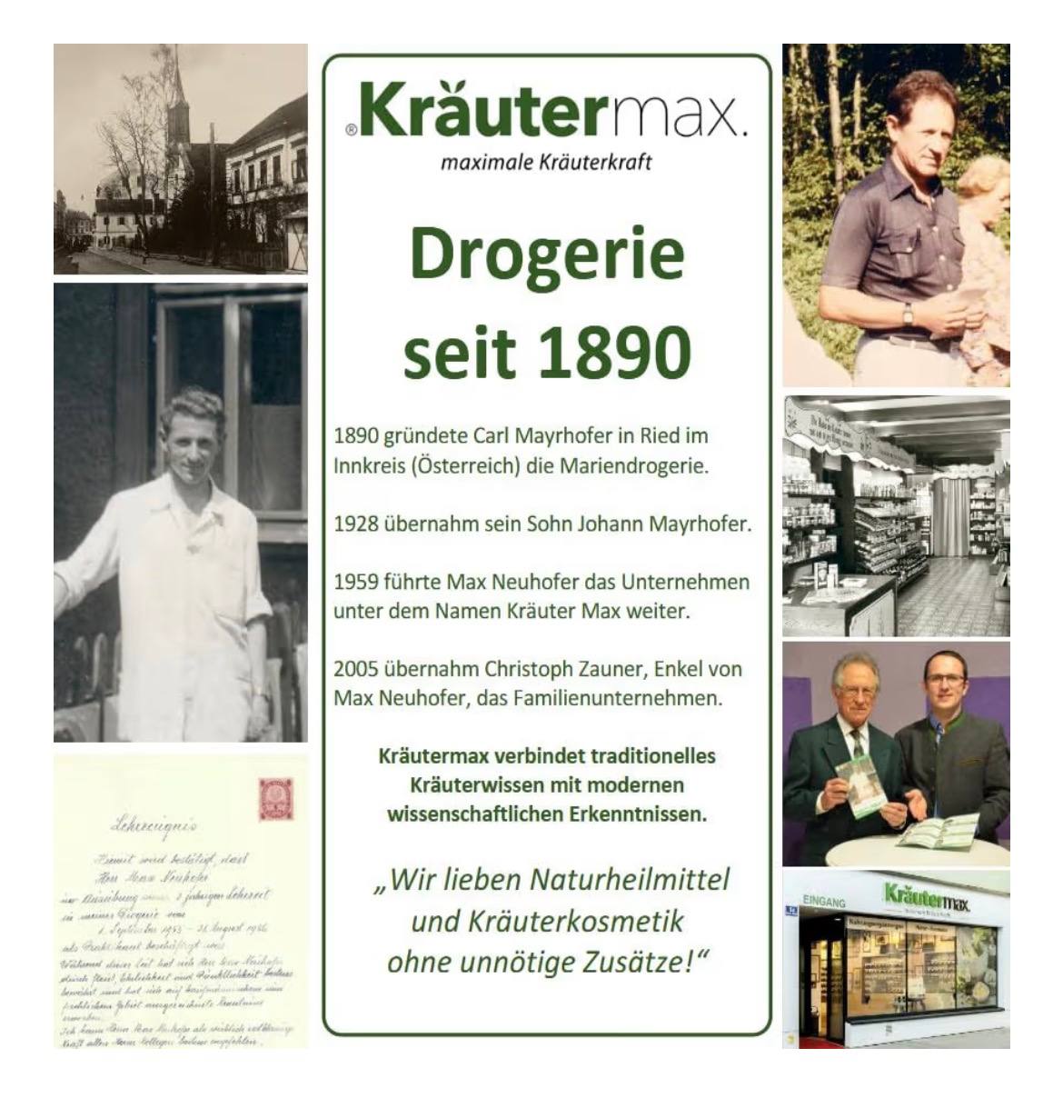 Kräutermax Drogerie seit 1890 – Familientradition