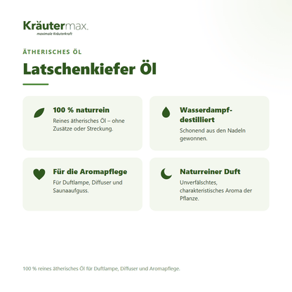 Latschenkiefer Öl von Kräutermax – Überblick: 100 % reines ätherisches Öl für die Aromapflege