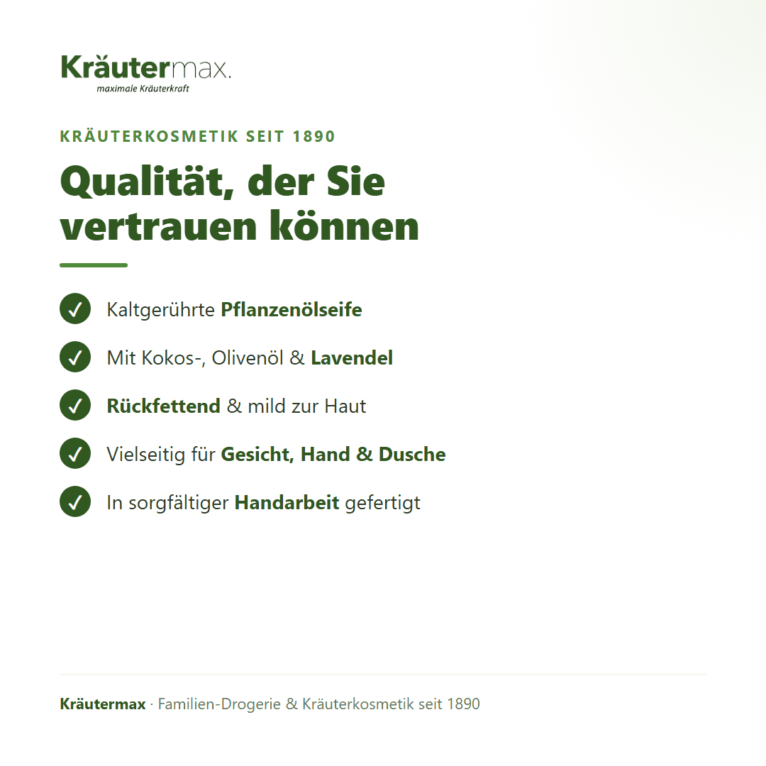Lavendel Seife – Qualität: kaltgerührte, handgeschöpfte Pflanzenölseife, rückfettend
