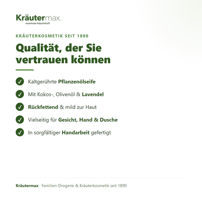 Lavendel Seife – Qualität: kaltgerührte, handgeschöpfte Pflanzenölseife, rückfettend