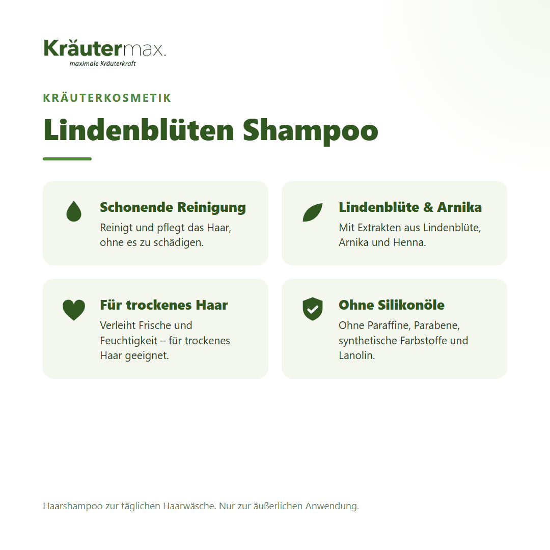 Lindenblüten Shampoo 250 ml von Kräutermax – Überblick: schonende Reinigung mit Lindenblüte und Arnika für trockenes Haar
