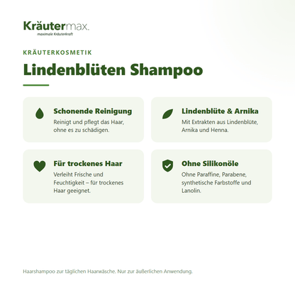 Lindenblüten Shampoo 250 ml von Kräutermax – Überblick: schonende Reinigung mit Lindenblüte und Arnika für trockenes Haar