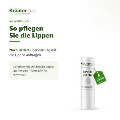 Lippenpflege Ringelblume+ – Anwendung: nach Bedarf auf die Lippen auftragen