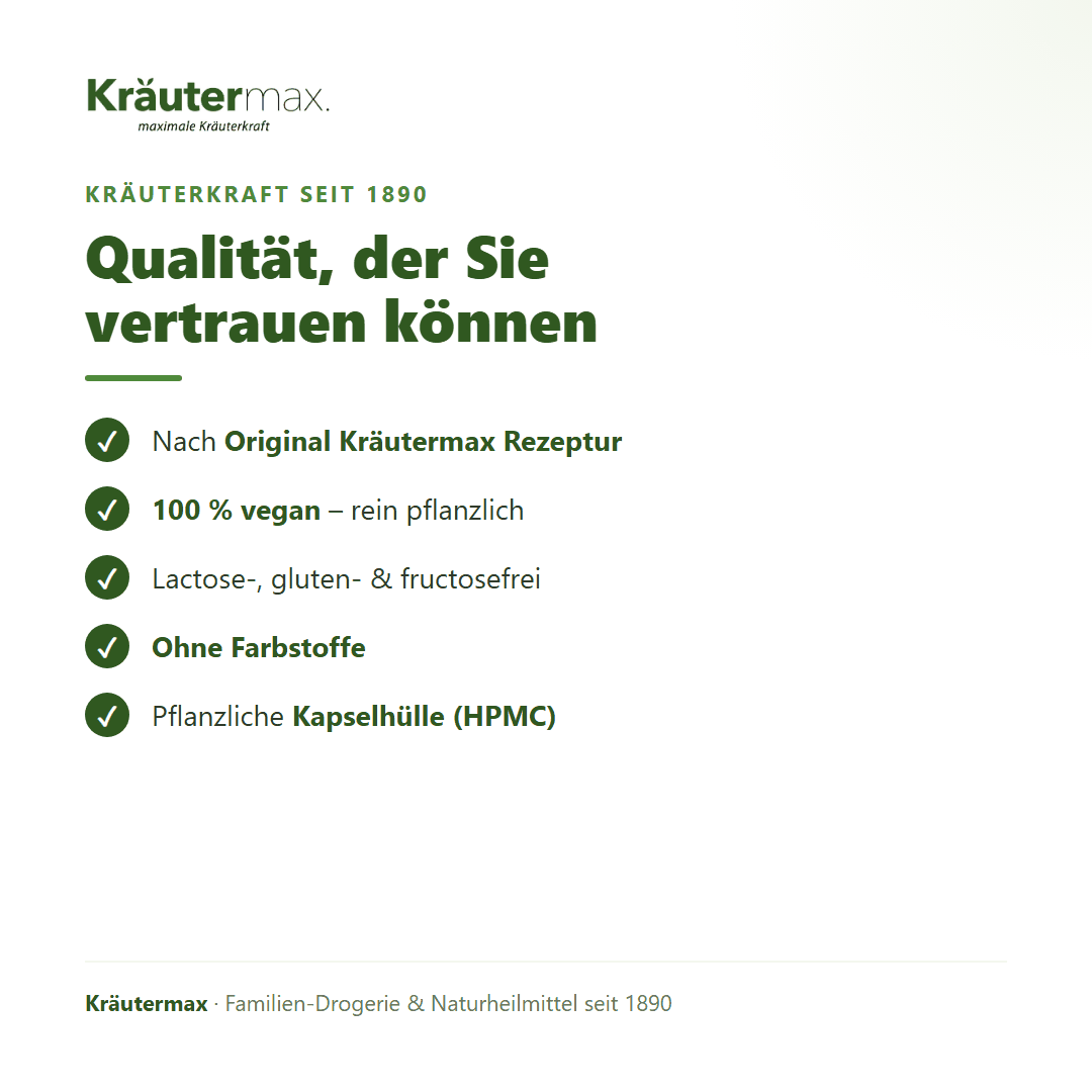 Maca Kapseln – Qualität nach Original Kräutermax Rezeptur, vegan, lactose-, gluten- und fructosefrei, HPMC-Kapsel