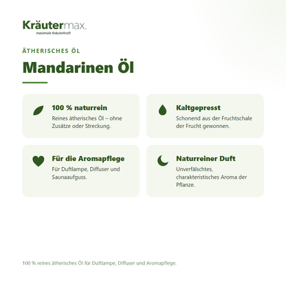 Mandarinen Öl von Kräutermax – Überblick: 100 % reines ätherisches Öl für die Aromapflege