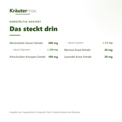 Mariendistel plus – 300 mg Mariendistel-Samen-Extrakt mit Silymarin, Artischocke, Wermut, Lavendel pro Tagesportion