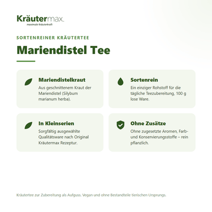 Mariendistel Tee – Überblick: sortenreiner Kräutertee aus Mariendistelkraut (Silybum marianum), 100 g, ohne Zusätze