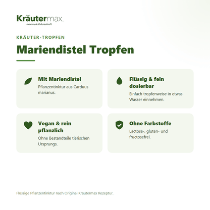 Mariendistel Tropfen von Kräutermax – Überblick: flüssige Pflanzentinktur, vegan