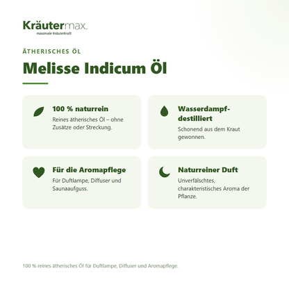 Melisse Indicum Öl von Kräutermax – Überblick: 100 % reines ätherisches Öl für die Aromapflege