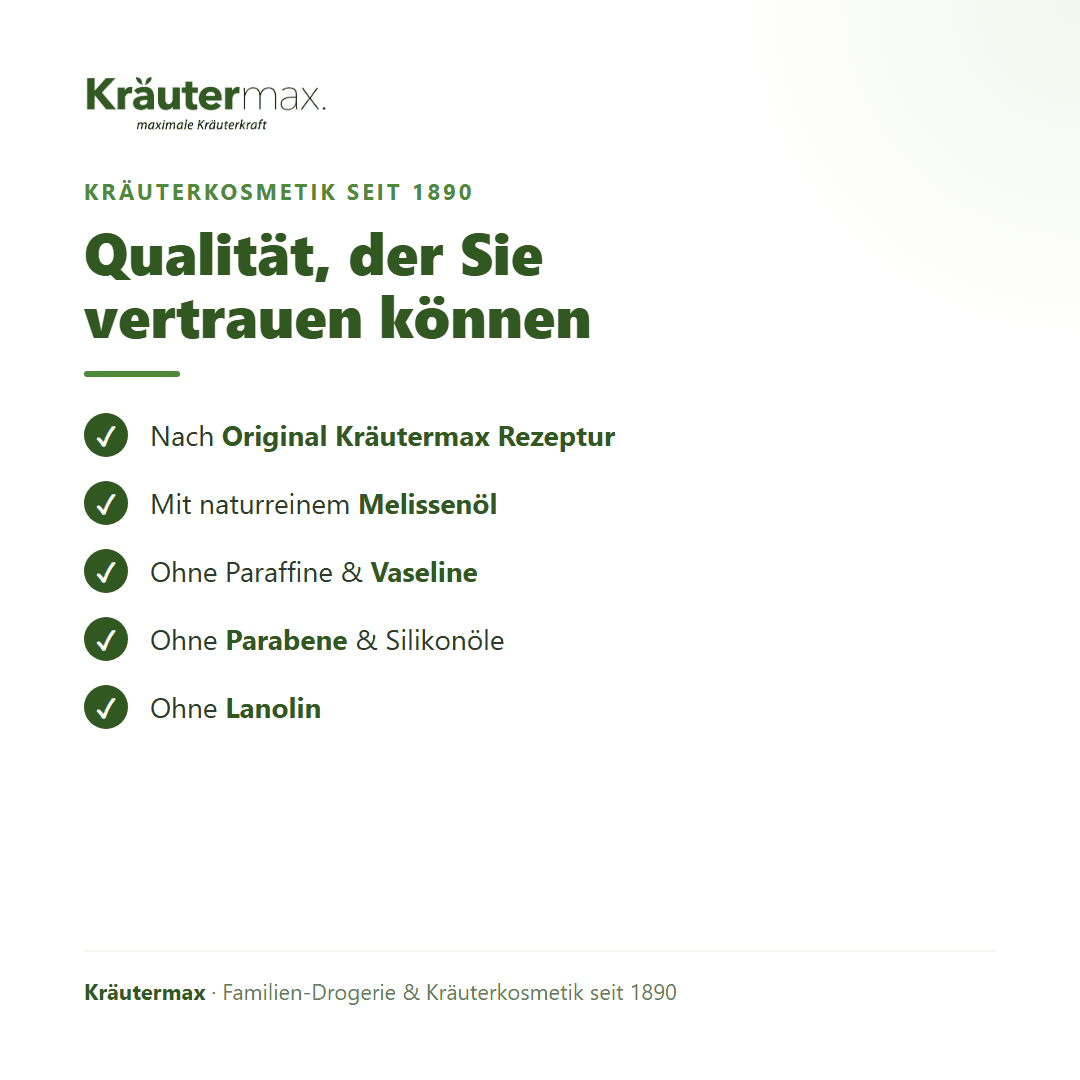 Melissen Bad – Qualität: nach Original Kräutermax Rezeptur, ohne Parabene und Silikonöle