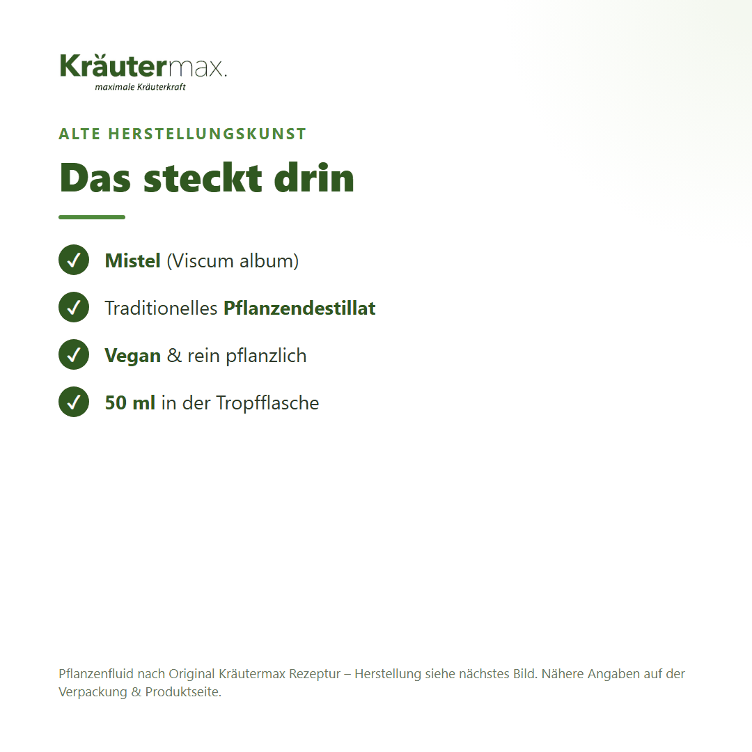 Mistel Fluid – Pflanzendestillat, vegan, 50 ml Tropfflasche