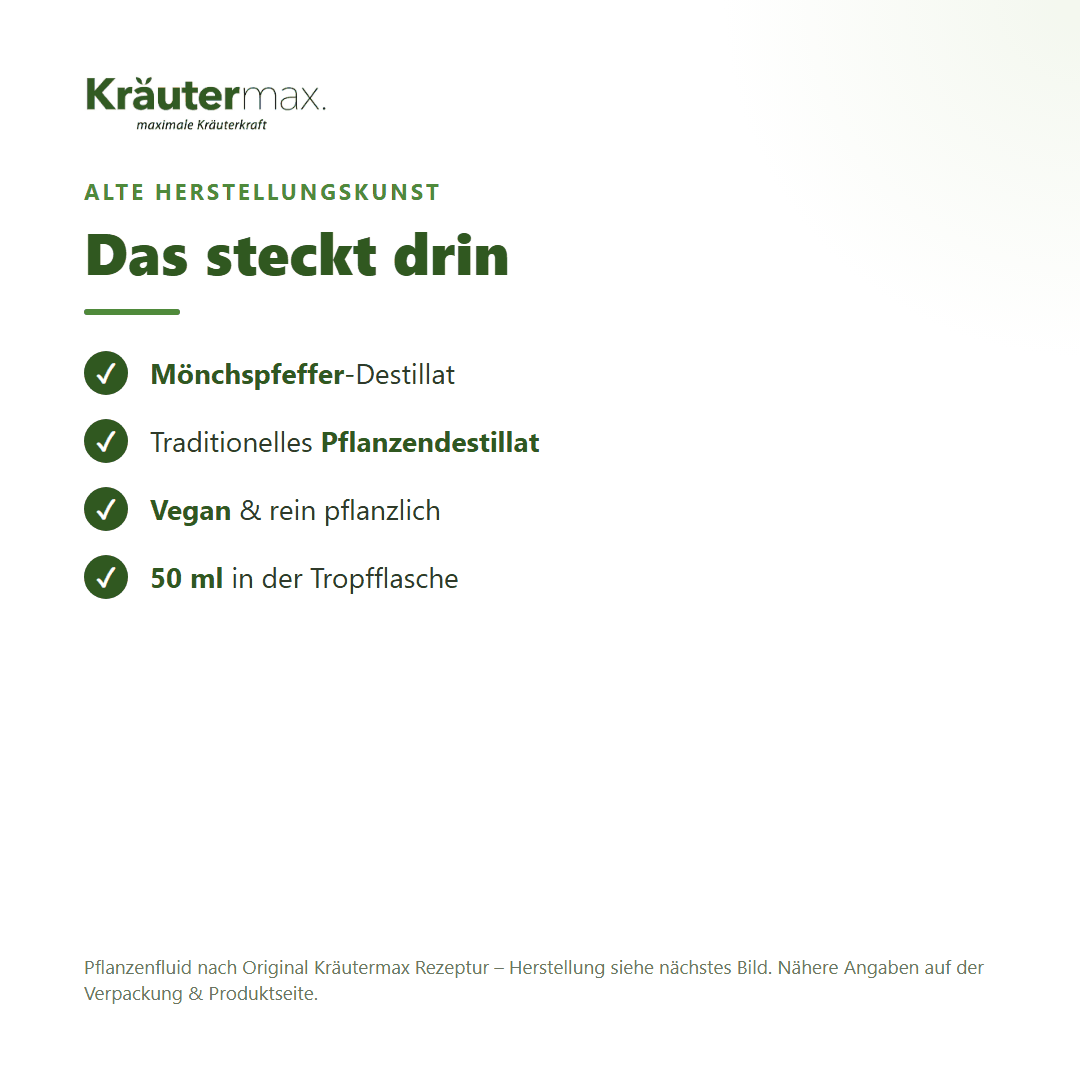 Mönchspfeffer Fluid – Pflanzendestillat, vegan, 50 ml Tropfflasche