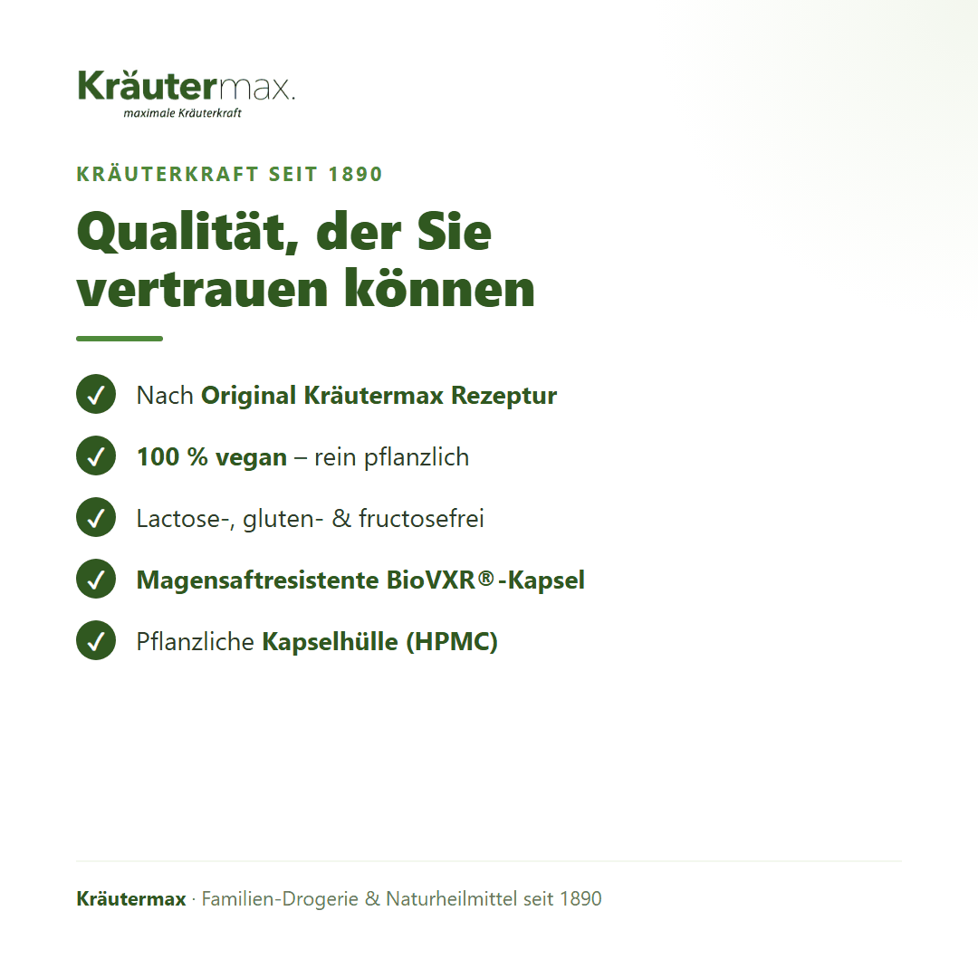 NADH 15 mg Kapseln – Qualität nach Original Kräutermax Rezeptur, vegan, magensaftresistente BioVXR-Kapsel