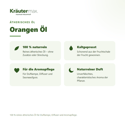 Orangen Öl von Kräutermax – Überblick: 100 % reines ätherisches Öl für die Aromapflege