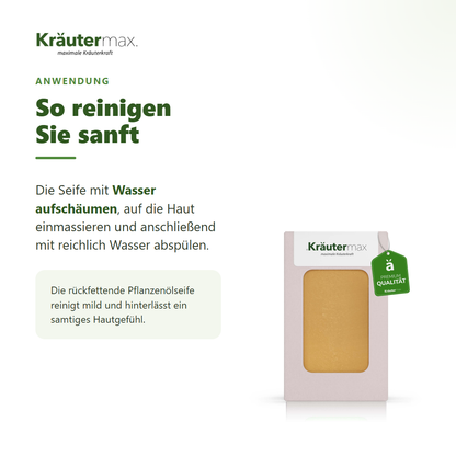 Propolis Seife – Anwendung: mit Wasser aufschäumen, einmassieren und abspülen