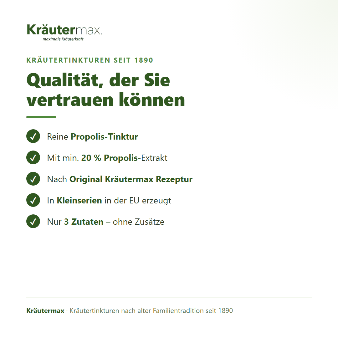 Propolis Tropfen – Qualität: nach Original Kräutermax Rezeptur, in Kleinserien in der EU erzeugt