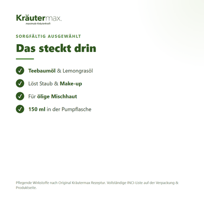 Reinigungsschaum Teebaumöl – Inhaltsstoffe: Teebaumöl, Lemongrasöl, für ölige Mischhaut, 150 ml Pumpflasche