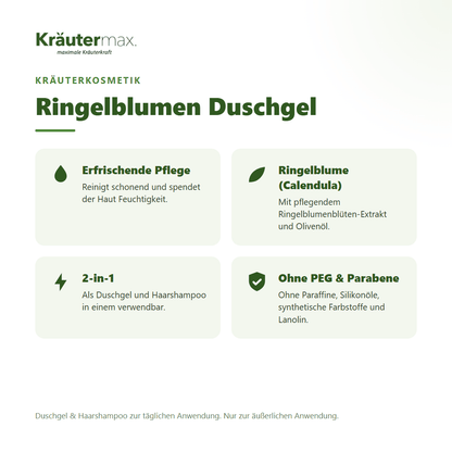 Ringelblumen Duschgel 250 ml von Kräutermax – Überblick: erfrischende Pflege mit Ringelblume, 2-in-1